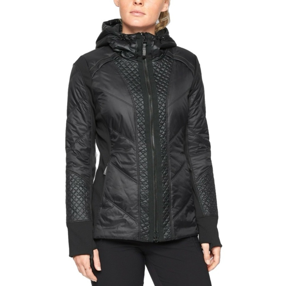 Athleta Rock Ridge Primaloft Jacket Quilted Hooded, Black size S